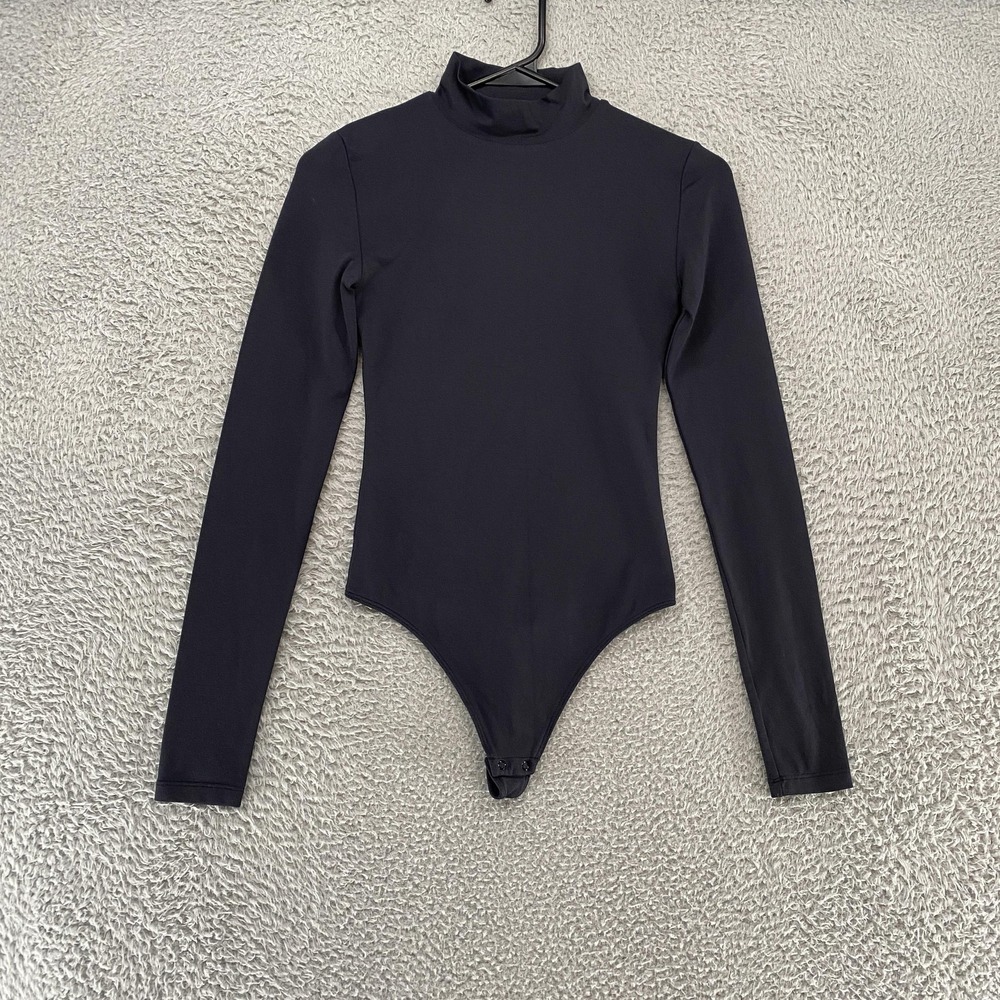 Babaton Bodysuit Womens XS Black Mock Neck Sleeve Aritzia Minimalist Capsule